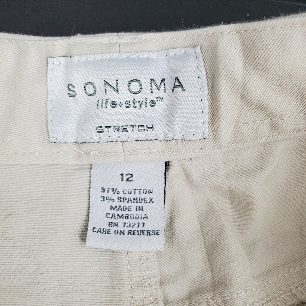 Sonoma Stretch Light Tan Cropped Pants - Picture 2 of 3